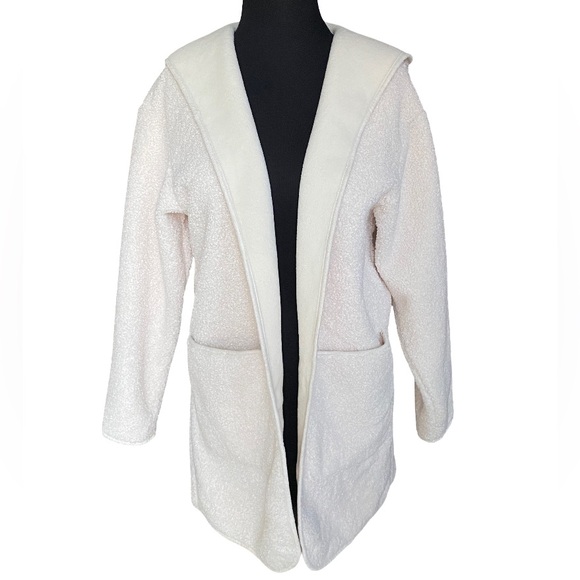 Joie cream teddy fleece Borg open front longline hooded jacket size small - Picture 1 of 8
